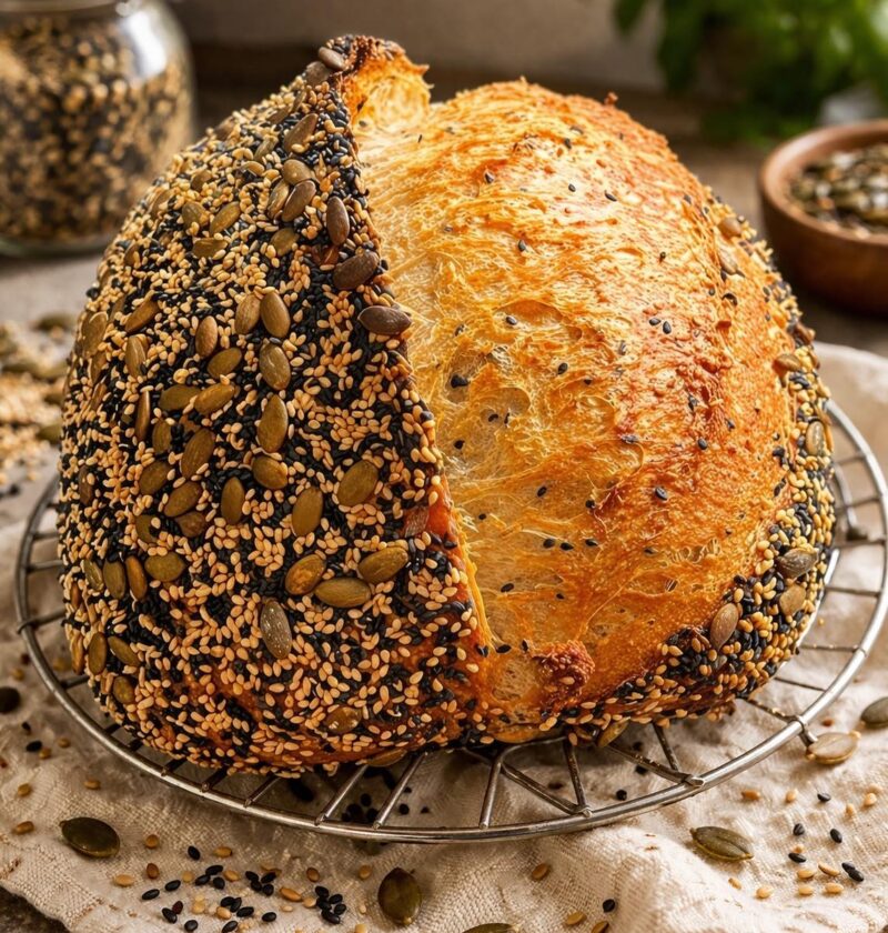 Easy Homemade Multi Seed Sourdough Bread