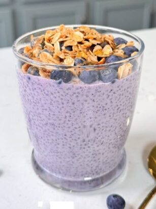 Instant Blueberry Chia Pudding (Easy, Gluten-Free, 50g Protein!)