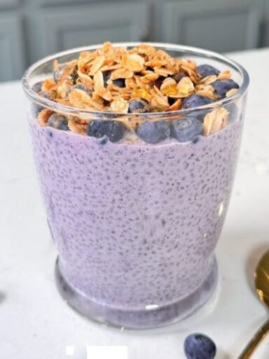 Instant Blueberry Chia Pudding (Easy, Gluten-Free, 50g Protein!)