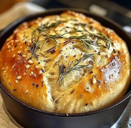 No-Knead Rustic Garlic Thermomix Bread