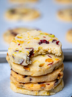 Pistachio Cranberry Shortbread Cookies