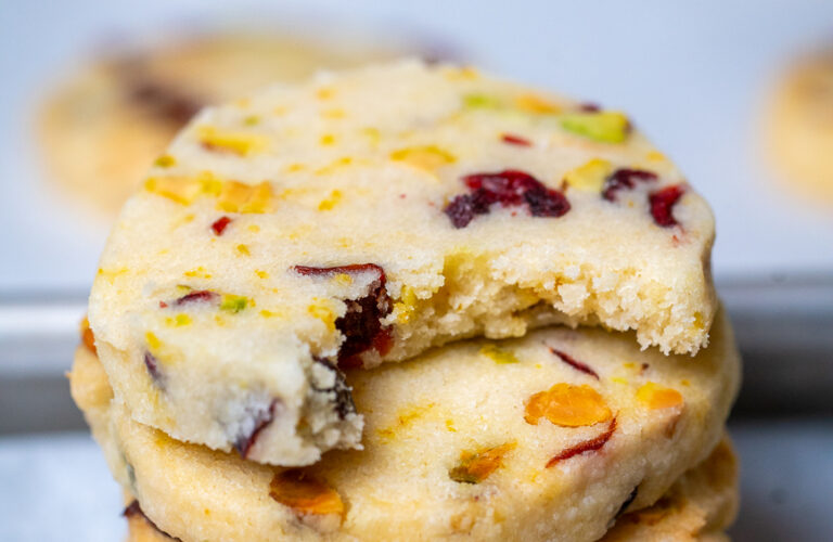 Pistachio Cranberry Shortbread Cookies